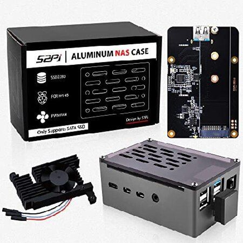 GeeekPi Raspberry Pi 4 アルミニウム NASケース PWMファンとM.2 SATA