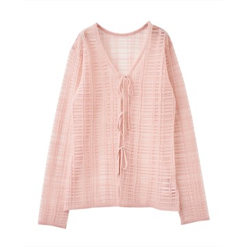 【ココディール】粉色透膚格紋開襟衫 O4V33255