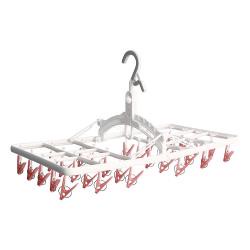 日本AISEN 室內機能6段式粉紅曬衣架-30夾