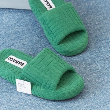 韓國 BANACO VIVID 毛巾布居家拖鞋 綠 - Ｌ