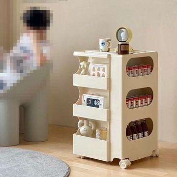 北歐床頭柜帶輪儲物柜ins風客廳收納柜多層零食柜移動邊幾小茶幾
