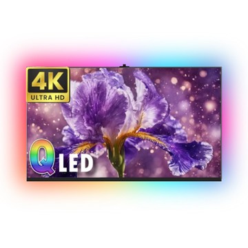 電視爆款排行榜 OMO 50型4K QLED Google認證 智慧語音遙控聯網液晶螢幕顯示器 含超薄壁掛架+電視情境燈 (MO-50QA50)