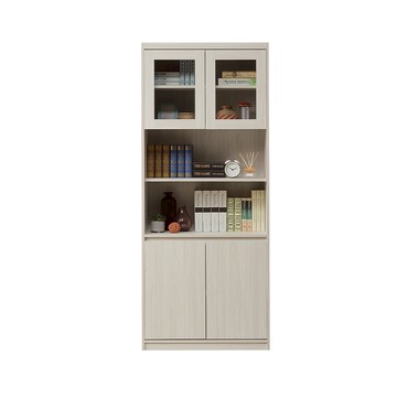 直人木業-DA極簡風白榆木玻璃書櫃80公分(落地款)