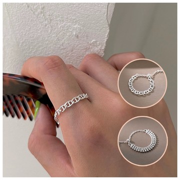 梨花HaNA  韓國小小文青女孩．可抽拉調整豬鼻小碎珠戒指