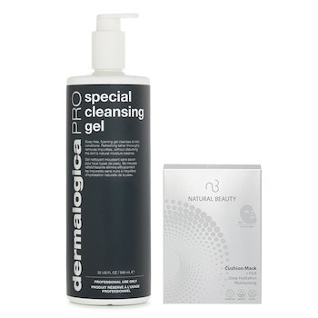 Dermalogica 德卡 Dermalogica 潔面啫喱 (美容院裝) 946ml X Natural Beauty r-PGA 超效保濕爆水氣墊面膜 (有效日期: 01/2026) 6x 20ml 2pcs-組合