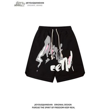 2024高街風潮牌vibe創意字母短褲男女小眾美式百搭情侶裝五分褲子