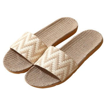 波浪一字編織亞麻拖鞋  44~45  波浪沙色  1雙
