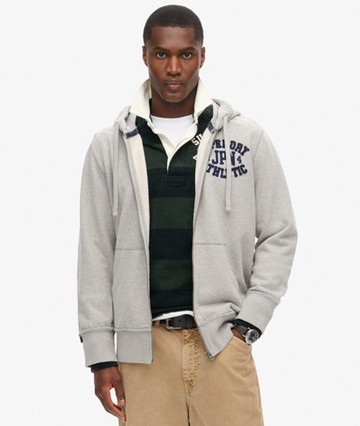 Superdry Men's Men's Vintage Athletic Zip Hoodie Light Grey / Light Grey Marl - Size: M