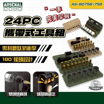 愛森諾 24PC 1/4" Dr Tool Pad 攜帶式工具組 AS-80756 AS-80758 起子頭組 螢宇