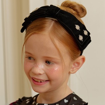 紅/黑天鵝絨蝴蝶結頭帶-閃光