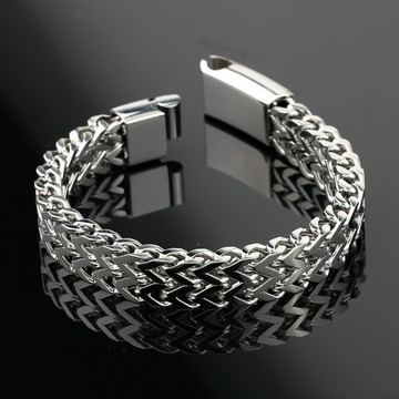 GIUMKA．古巴手鍊．白鋼． 男手鍊．客製刻字．MH22027