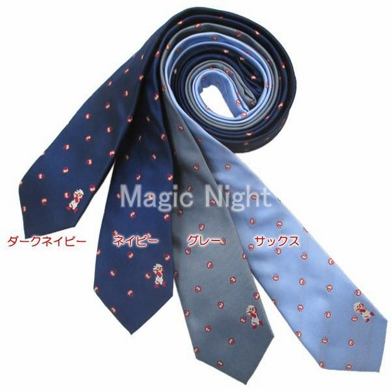 【美品】マリオ ドット柄 ネクタイ ネイビー マリオネクタイ ファイヤーマリオVer. スーパーマリオ ネクタイ