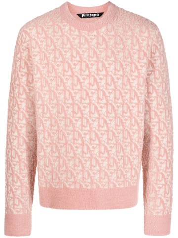 Palm Angels - monogram-jacquard knitted jumper - men - Virgin Wool/Polyamide - M - Pink