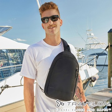 【Travelon美國防盜包】URBAN防盜城市肩背包TL-43499黑/率性斜背包