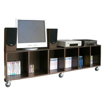 【頂堅】寬180公分-耐重型電視櫃/活動櫃/電器櫃-附六個工業輪-二色深胡桃木色