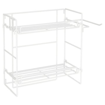 A&R 雙層浴室雙用收納置物架 附免釘無痕貼  34 x 32.5 x 15cm  白色  1個