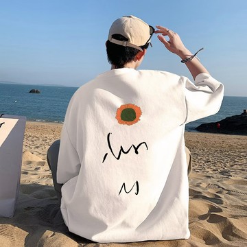 【台灣發貨】男裝重磅純棉印花短T 美式潮流寬鬆短袖上衣