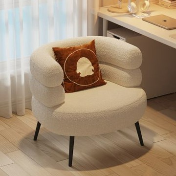【匠俱】羊羔絨奶油風休閒椅 座高47cm 67x55x47cm 懶人沙發臥室化妝椅 客廳單人閱讀椅 柔軟親膚