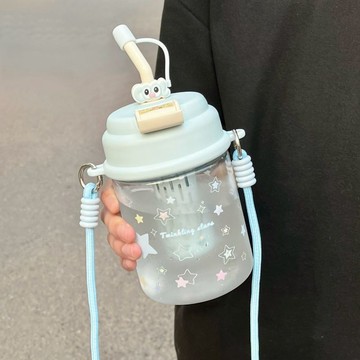 💕在臺出貨🔥夏季新款ins高顏值幸運星吸管水杯可愛女生大容量杯子隨手杯斜跨