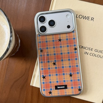 美式格紋星星iphone17promax 手機殼16 15 14 13 保護套 蘋果保護殼 當季新款