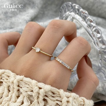 【Gulicc】戒指 輕奢方晶 愛心 雙戒