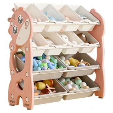 lilikoko 哩哩摳摳 萌鹿鐵桿收納架 組合6  4層  千禧粉