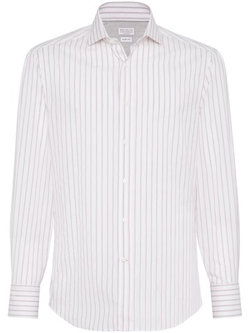 Brunello Cucinelli - striped cotton shirt - men - Cotton - XXL - White