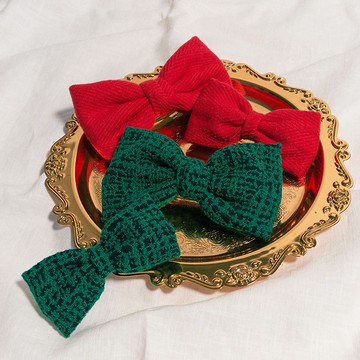 溫暖毛呢緞帶髮夾 手工髮帶