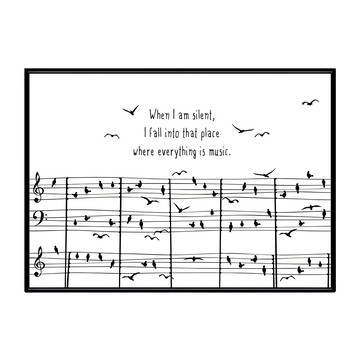 如音符鼓舞人心 黑框 畫作 PS環保樹脂框+油畫布+松木內框  40 x 30cm