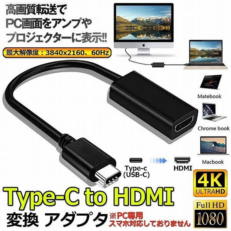 USB Type C HDMI 変換 アダプター 変換ケーブル USB C ポート 4K 3840*2160 @60Hz HD フル高解像度 映像出  送料無料 | LINEショッピング