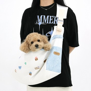 韓國【ParisDog】絎縫刺繡寵物斜挎包 (寵物背包 寵物外出包)