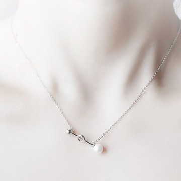 925純銀項鍊 珍珠吊墜-優雅氣質精美細緻生日情人節禮物女飾品73gy19【獨家進口】【米蘭精品】