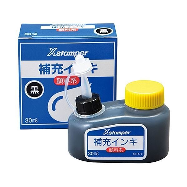 (まとめ) シヤチハタ Xスタンパー 補充インキ 顔料系全般用 30ml 黒 XLR-30 1個 〔×20セット〕