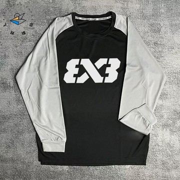 【臺灣出貨】3V3投籃服長袖T恤跑籃運動訓練健身跑步拼色圓領男女速幹秋冬潮牌男生運動上衣運動衫男士長袖