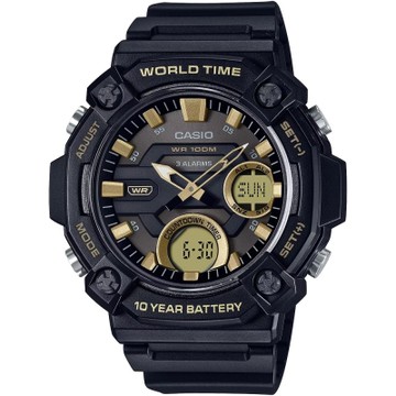 CASIO 卡西歐 10年電力 冒險精神 計時雙顯錶 新春開運 送禮首選-黑 AEQ-120W-9A