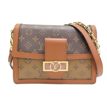 LOUIS VUITTON LV 路易威登 棕色 原花 Reverse 帆布 Dauphine MM 肩背包 M45958 【二手名牌BRAND OFF】