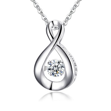 925純銀項鍊．心動奇蹟．無限愛．0.3克拉．愛心． 跳舞石．CS5088