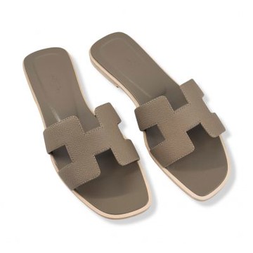 Hermes H平底拖鞋 (大象灰) Oran sandal