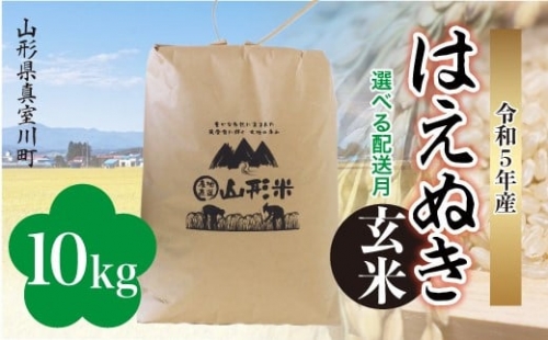 ＜配送時期が選べて便利＞ 令和5年産 真室川町厳選 はえぬき ＜玄米＞ 10㎏（10kg×1袋）