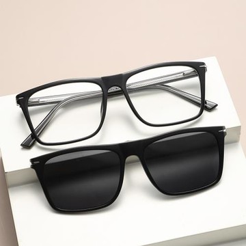 新款套裝偏光太陽鏡男士套鏡高級感插芯復古眼鏡框磁吸墨鏡潮大框