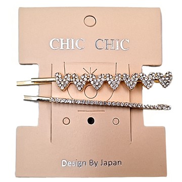 CHIC CHIC日本造型愛心線夾2入組 閃亮水晶髮飾 時尚髮型必備  1入