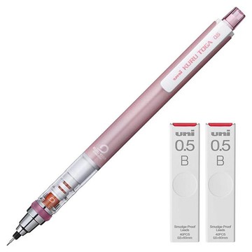 Uni Kuru Toga 標準款自動鉛筆 嬰兒粉 M5-450 + 專用鉛筆芯B 2入組  0.5mm  1支
