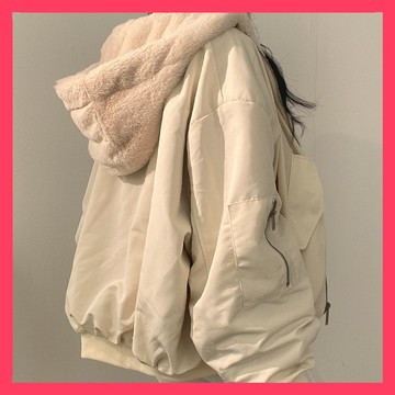 🌈ATC✨冬季日系 | 超夯款雙面連帽外套 | 雙面兩用可穿 | 外套女 | 絨毛外套 | 羊羔毛絨 | 大尺碼秋冬外