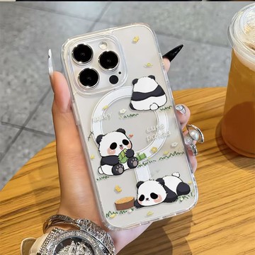 免運+隔日🚚Magsafe磁吸手機殼 竹筍卡通熊貓 蘋果17promax 16 15plus14 13 12 11防摔