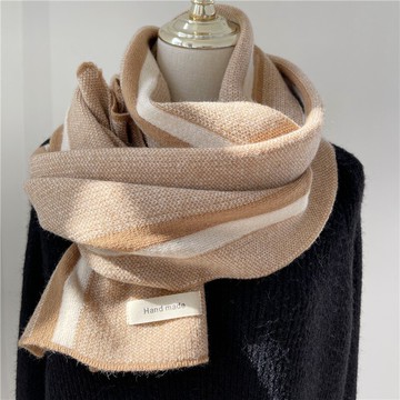 條風貼標圍巾女冬季百搭秋冬學生加厚保暖防風毛線針織圍脖