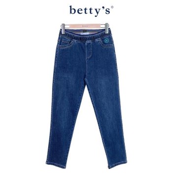 betty’s貝蒂思　 鬆緊腰彈性刺繡牛仔褲(藍色)