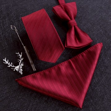 6厘米寬5件套領帶男正裝輕奢拉鏈式男士商務紅色條紋手打品牌懶人