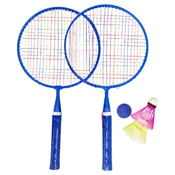 兒童羽毛球拍組 2支拍子3顆球 尼龍鐵合金 (藍色)  1組