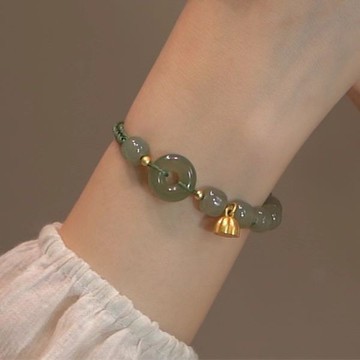 玉手鍊 一念歲歲平安和田玉平安扣手工編制手繩手鏈女生手串氣質新款手繩