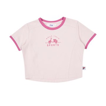 FILA KIDS 女童短袖圓領T恤-粉紅霜 5TEA-4028-PK
